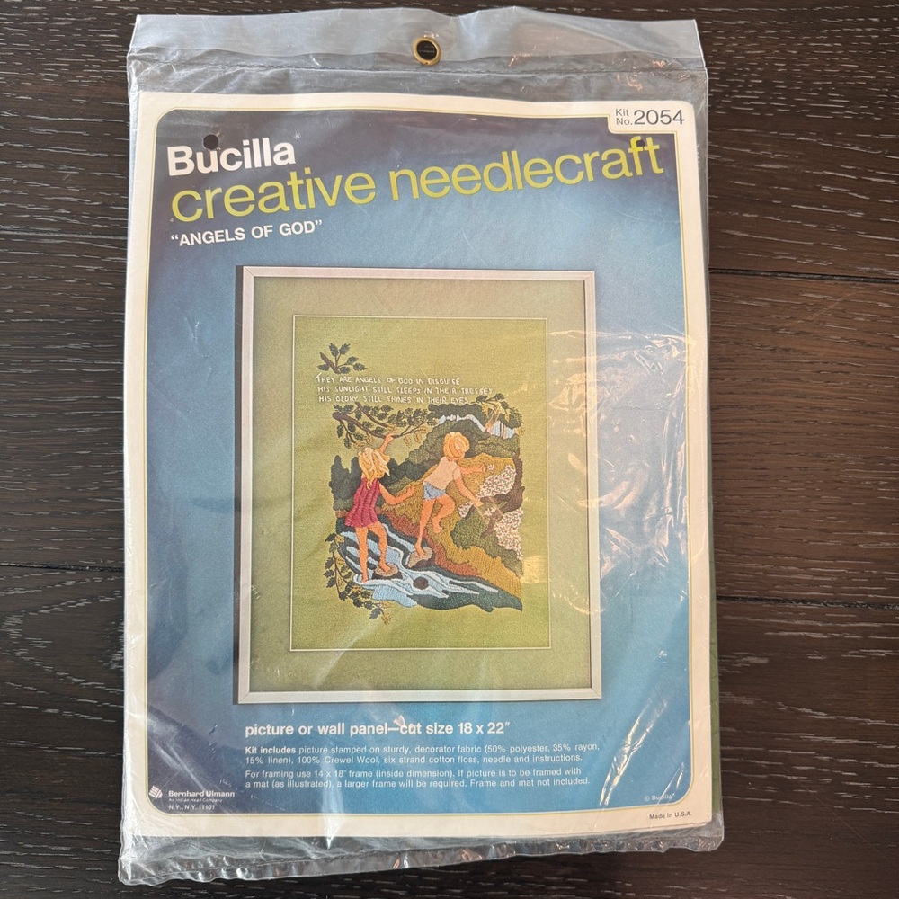 Bucilla Vintage Creative Needlecraft Kit Angels of God‎ Embroidery Kit NOS